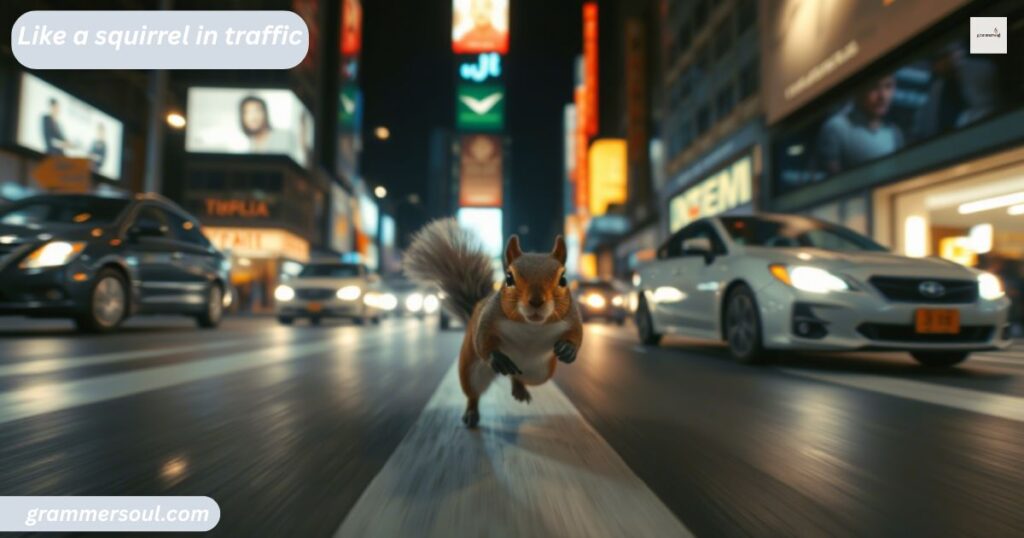 Like a squirrel in traffic